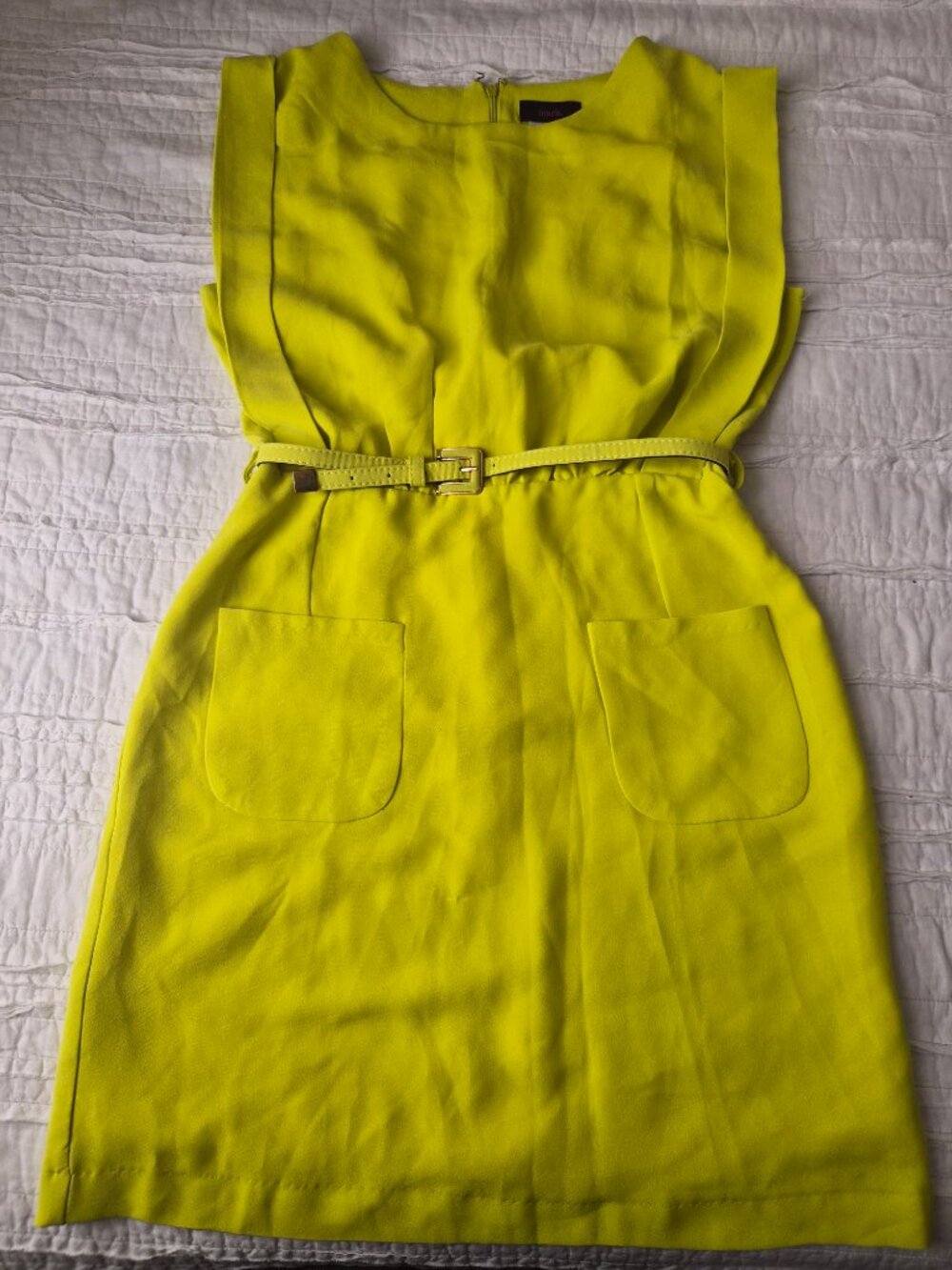 Lime Green Sleeveless Belted Dress SIZE SP
